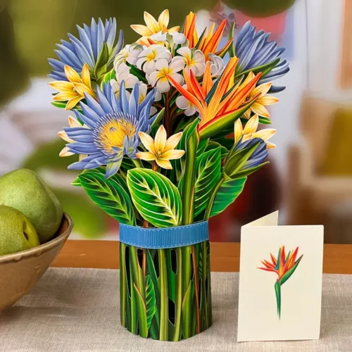 Pop-Up Flower Bouquet Tropical Bloom Card