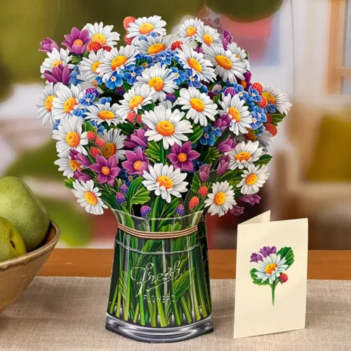 Pop-Up Flower Bouquet Card: Field of Daisies