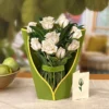 Pop-Up Flower Bouquet White Roses Card