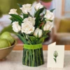 Pop-Up Flower Bouquet White Roses Card - Image 3