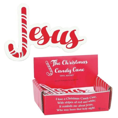 603799093484 Christmas Candy Cane Jesus Vinyl Magnet