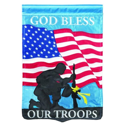 603799101929 God Bless Our Troops Garden Flag