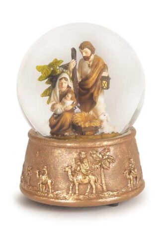 603799563628 Musical Holy Family Water Globe With Wise Men On Gold Base