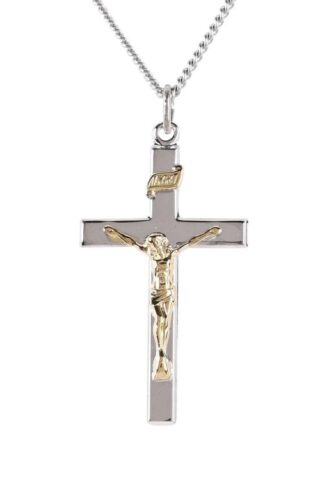 714611136637 2 Tone Medium Flat Crucifix