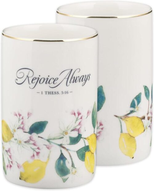 1220000324930 Rejoice Always Lemon Ceramic Table Vase 1 Thessalonians 5:16