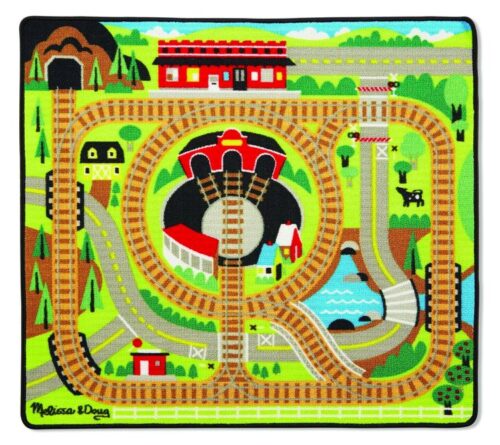 000772095549 Round The Rails Train Rug With Train Cars