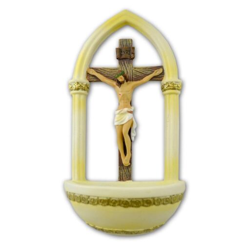 089945503043 Florentine Style Crucifix Holy Water Fountain