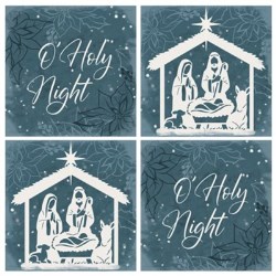 096069787594 Christmas Manger Coaster Set Of 4