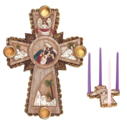 603799210492 Nativity Advent Cross Candle Holder