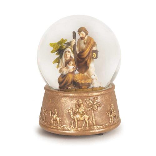 603799563628 Musical Holy Family Water Globe With Wise Men On Gold Base