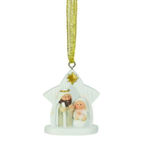 603799834711 Glitter Holy Family In Creche (Ornament)