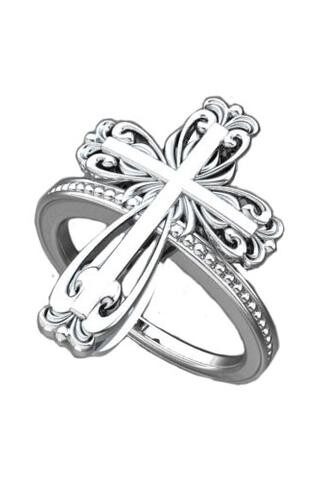 662187715353 Elegant Cross (Size 6 Ring)