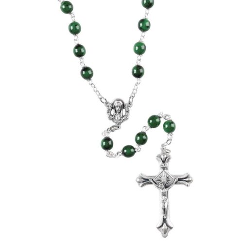 714611135821 Emerald Faux Marble Beads (Rosary)