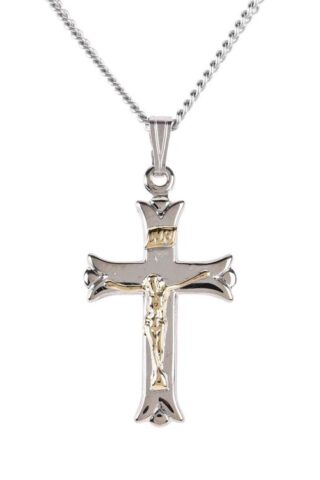 714611136606 2 Tone Fleuree Crucifix