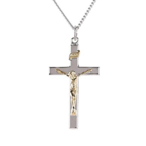 714611136637 2 Tone Medium Flat Crucifix