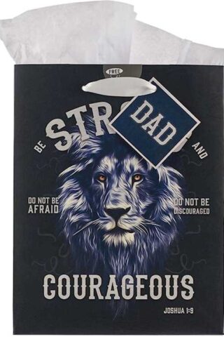 1220000135314 Blue Lion Gift Bag/Tissue Paper Set: Strong and Courageous - Joshua 1:9