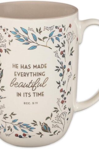 1220000327559 Everything Beautiful Cream Floral Ceramic Coffee Mug Ecclesiastes 3:11
