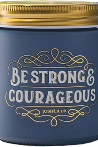 1220000328280 Be Strong And Courageous Fireside Blue Spruce Scented Candle In A Glass Jar