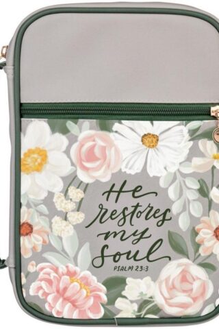 1220000721340 Premium Vegan Leather Inspirational Bible Cover for Women: He Restores My Soul E