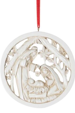 603799593489 Antique Holy Family With Creche (Ornament)