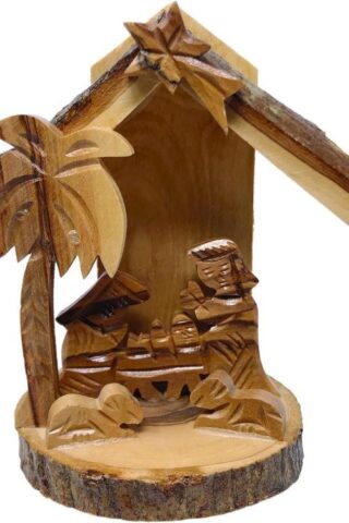 019321820525 3D Olive Wood Nativity Grotto Bark (Ornament)