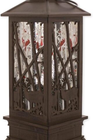 089945576931 LED Bronze Finish Deer Lantern Glitterdome