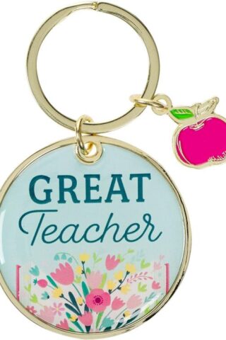 1220000323025 Split Gold Metal Keyring Accessory for Teachers: Great Teacher Inspirational Scr