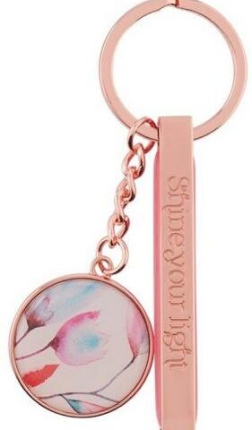 1230000109079 Shine Your Light Pink Petals Rose Gold Key Ring