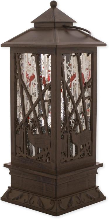 089945576931 LED Bronze Finish Deer Lantern Glitterdome