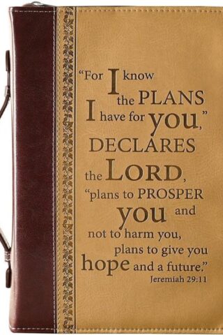 1220000130029 Tan Faux Leather Bible Cover for Men and Women  I Know The Plans - Jeremiah 29:1