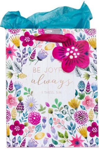 1220000133174 Pink/Purple Gift Bag w/Tissue Paper Set: Be Joyful Always 1 Thess. 5:16