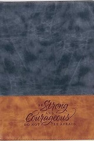 1220000324640 Be Strong And Courageous Faux Leather Zippered Padfolio Joshua 1:9