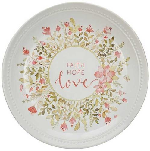 1220000370678 With Love 9 Ceramic Serving Plate for Home & Kitchen: Faith Hope Love Pink Flor"