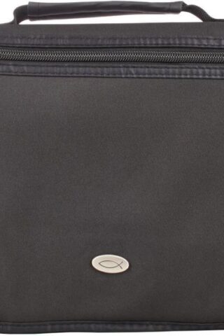 6006937069930 Black Microfiber Bible Cover for Men and Women  Ichthus Jesus Fish Emblem  Large