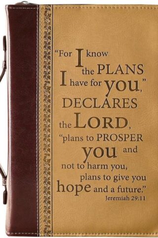 6006937082304 Tan Faux Leather Bible Cover for Men and Women  I Know The Plans - Jeremiah 29:1