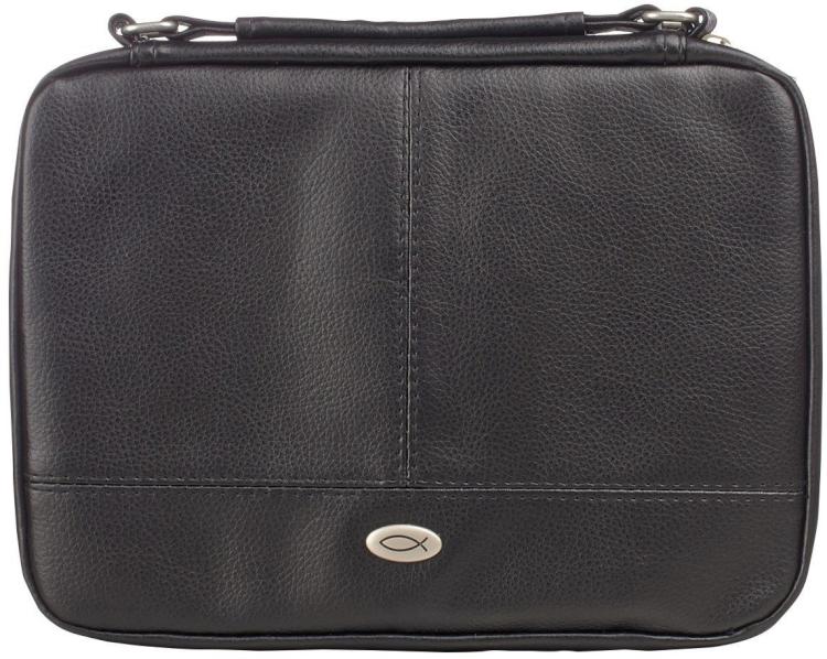 6006937104112 Faux Leather Bible Cover for Men and Women | Ichthus Jesus Fish Emblem Zippered