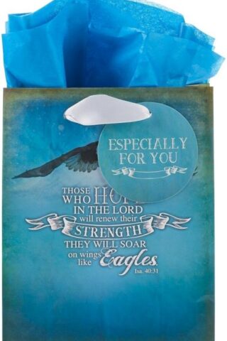 6006937120426 Blue Scripture Gift Bag w/Tissue Paper: On Wings Like Eagles - Isa. 40:31