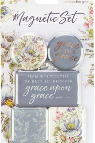 6006937145269 Blue Flower Refrigerator Magnets  Grace Upon Grace - John 1:16 Bible Verse  Grac