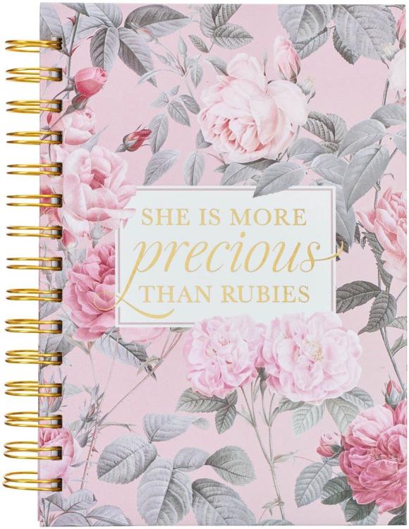 9781639522637 Journal w/Scripture More Precious Than Rubies Proverbs 31:10 Bible Verse Pink Fl