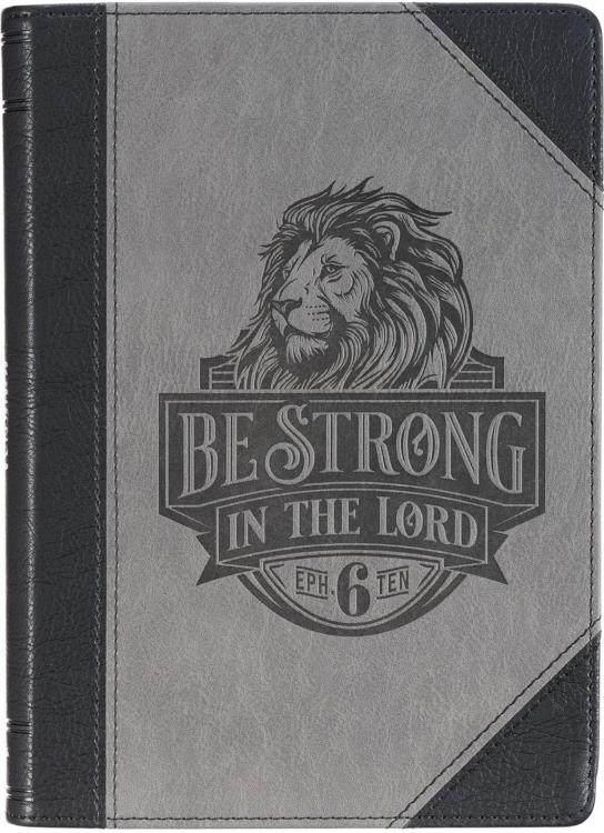 9781639526970 Be Strong In The Lord Black And Gray Lion Faux Leather Journal Ephesians 6: