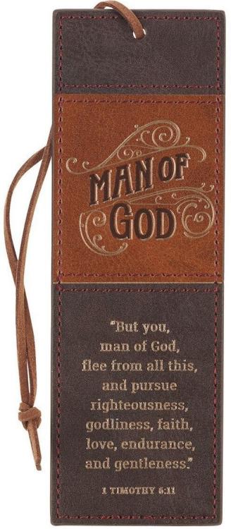 1220000326040 Premium Inspirational Scripture Vegan Leather Bookmark for Men: Man of God Encou