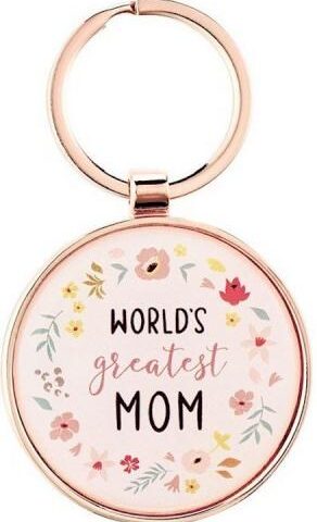 1220000370944 Worlds Greatest Mom Peach Floral Keychain