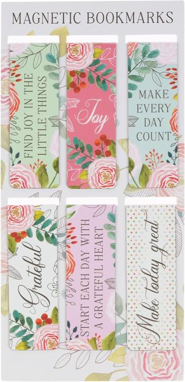 1220000371088 Grateful Heart Floral Magnetic Bookmark Set