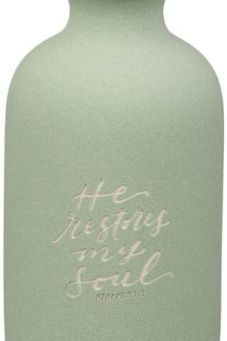 1220000720619 Small Ceramic Scripture Table Vase for Flowers & Plants: He Restores My Soul Ins
