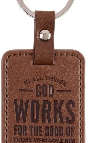 1220000722361 Novelty Inspirational Scripture Vegan Leather Split Metal Keychain for Men & Wom