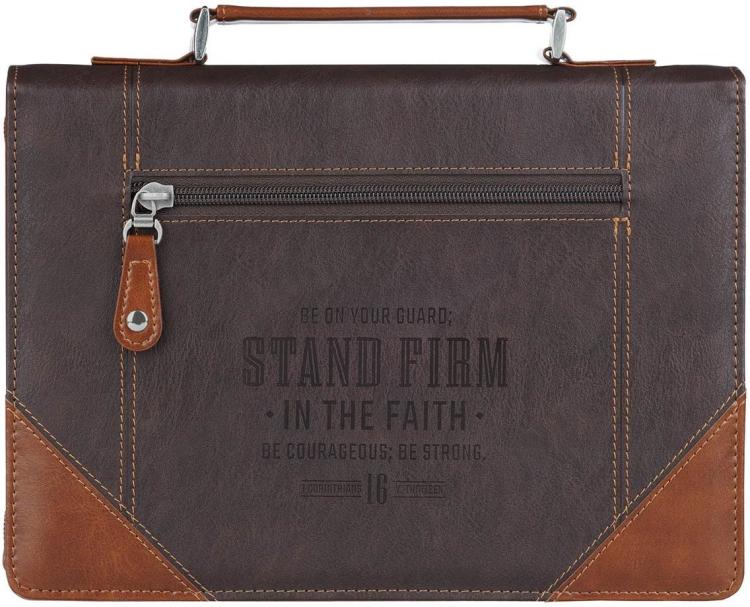 1220000723047 Premium Classic Vegan Leather Bible Cover for Men & Women: Stand Firm Inspiratio