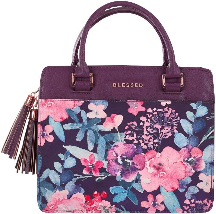 6006937142756 Blessed Purse Style Bible Cover for Women Black Faux Leather