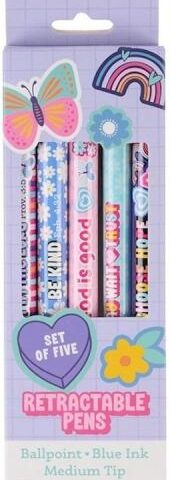 6006937170995 5 Piece Inspirational Kids Medium Ballpoint Pen Set for Girls: Encouraging Scrip