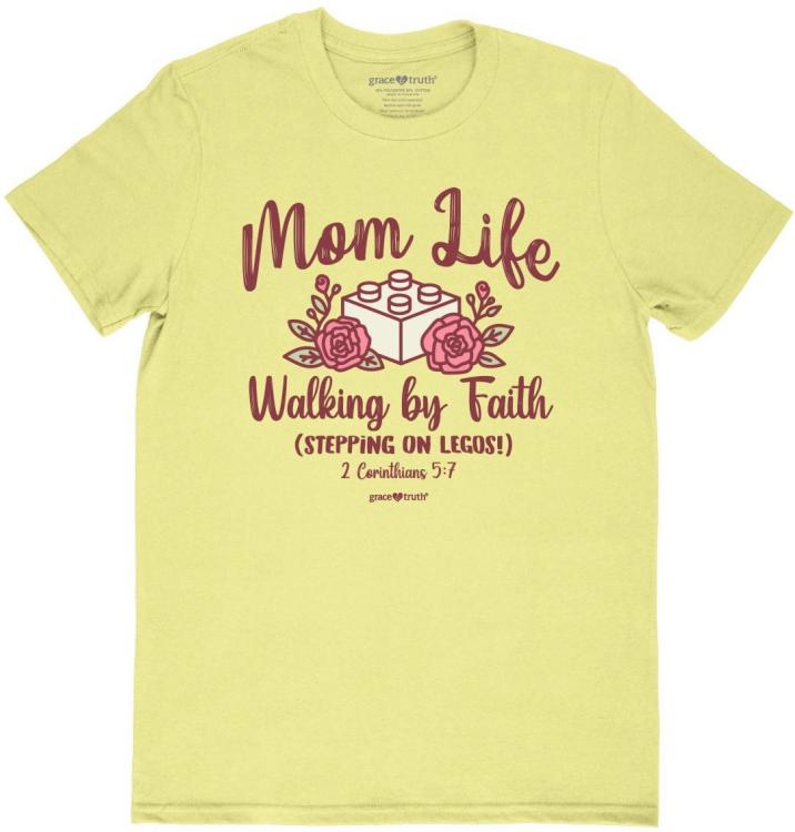 612978644898 Grace And Truth Mom Life Walking By Faith Stepping On Legos (Small T-Shirt)