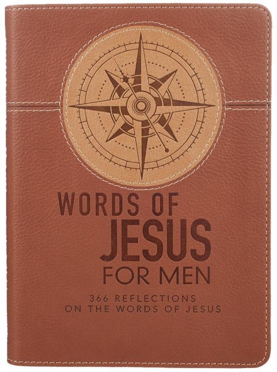 9781432121747 Words of Jesus for Men Daily Devotional Brown Vegan Leather
